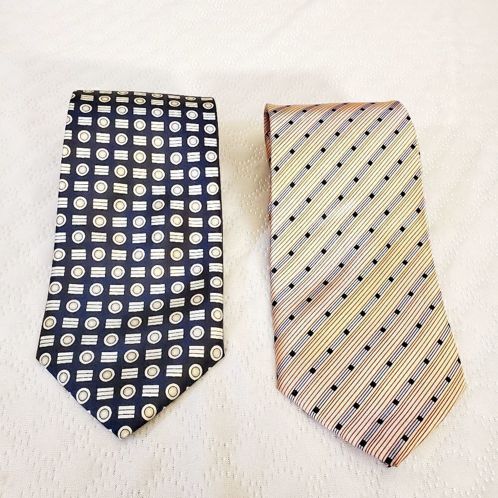 Black and Peach Printed Pair of Ties